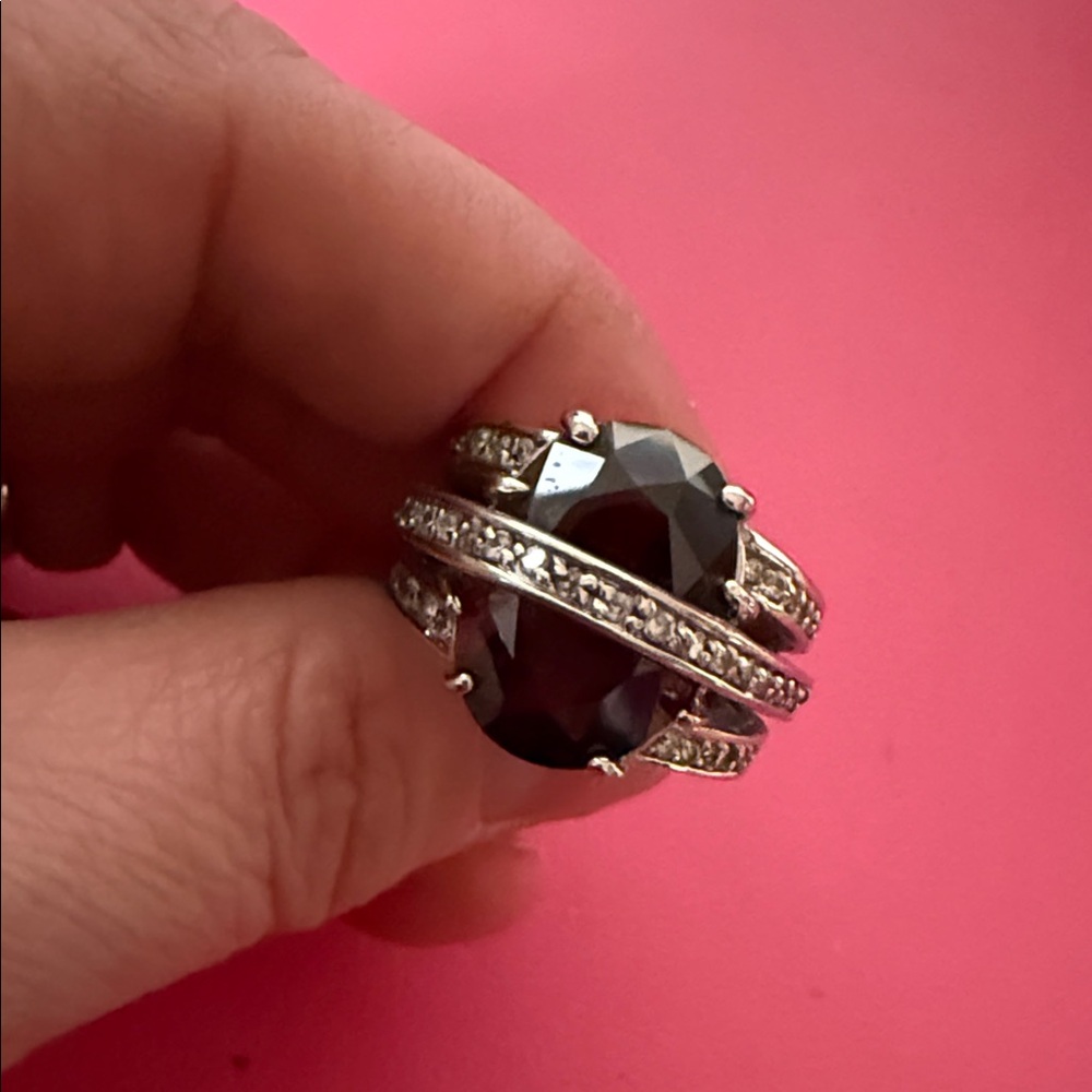 Elegant Faux Garnet Cocktail Ring